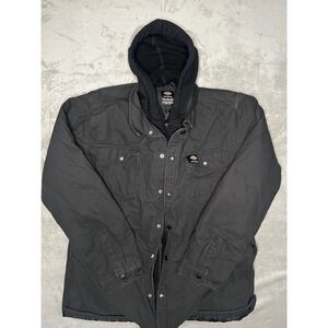 Dickies Mens Black Quilted Lined Hooded Workwear Shirt Jacket Size 2XL